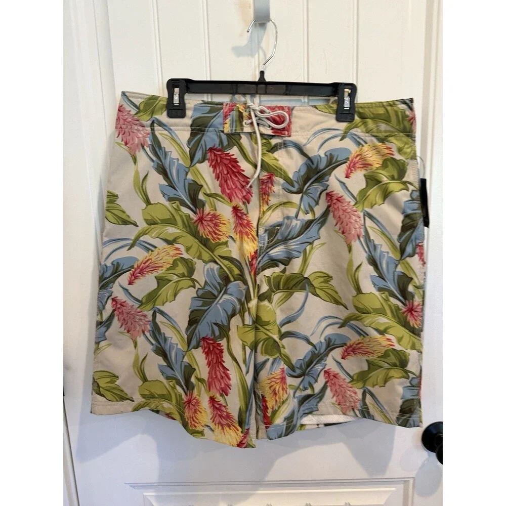 NWT Nautica Men’s Tropical Floral Board Short Swim Trunks Size 38(tag 36) Hawaii